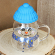 Кружка стеклянная Снеговик синий - 1