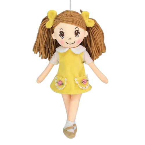 Кукла мягконабивная в желтом платье, 30 см - 0