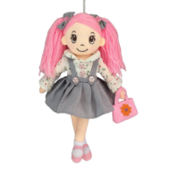 Кукла мягконабивная в сером сарафане и с сумочкой, 30 см - 0