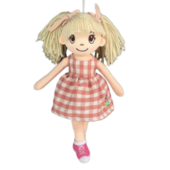 Кукла мягконабивная в клетчатом платье, 30 см - 0