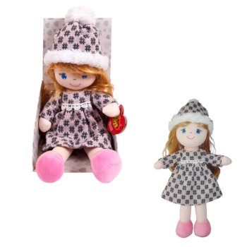 Кукла мягконабивная, в шапочке и фетровом платье, 36 см, в открытой коробке