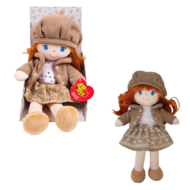 Кукла мягконабивная, в коричневом беретте и фетровом костюме, 36 см, в открытой коробке - 0