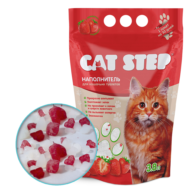 Наполнитель впитывающий силикагелевый CAT STEP Crystal Strawberry - 3,8 л - 0