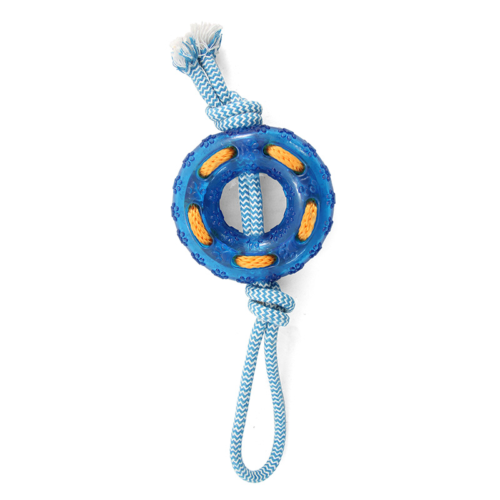 Игрушка для собак из термопластичной резины - Кольцо с верёвкой 12см/32см - 0