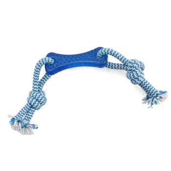 Игрушка для собак - термопластичная резина - Кость с верёвкой 28см