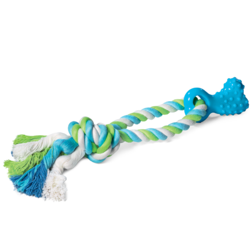 Игрушка для собак - термопластичная резина - Мини-кость с верёвкой 30см - 0