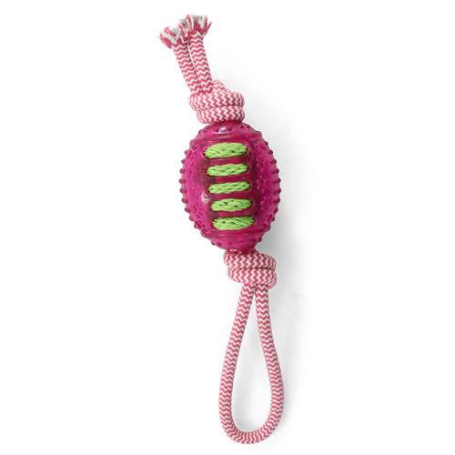Игрушка для собак из термопластичной резины - Мяч для регби с верёвкой 9см/34см - 0