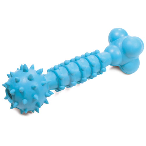 Игрушка для собак из цельнолитной резины - Гантель креативная с колокольчиком 16см - 0
