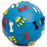 Игрушка для собак из цельнолитной резины - Мяч с лапками и косточками со звуком 7,5см - 0