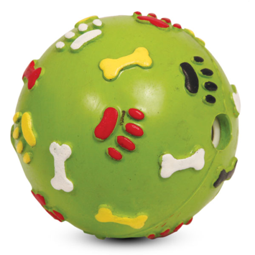 Игрушка для собак из цельнолитной резины - Мяч с лапками и косточками со звуком 8,5см - 0