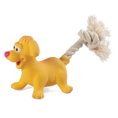 Игрушка для собак мелких пород из латекса - Собачка с веревкой 8,5см - 0