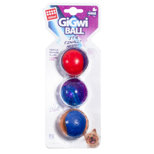 Игрушка для собак - Три мяча с пищалкой (5см) - 1