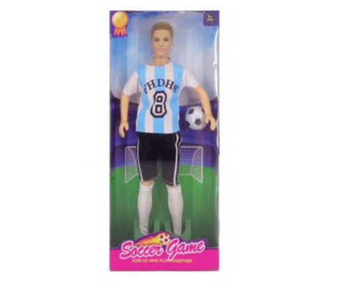 Кукла "Футболист" с мячом, в ассортименте 2 вида (юноша или девушка), 33х14,50х5 см, - 0