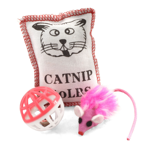 Набор игрушек XW7001 для кошек - мяч, мышь, подушка - 0