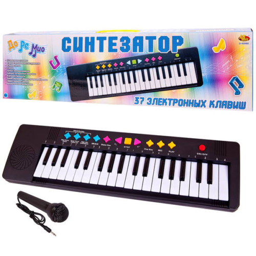 Синтезатор (пианино электронное), с микрофоном, 37 клавиш, 54 см - 0