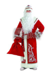 Костюм карнавальный Дед Мороз аппликация, красный, размер 54-56 (взрослый) - 0
