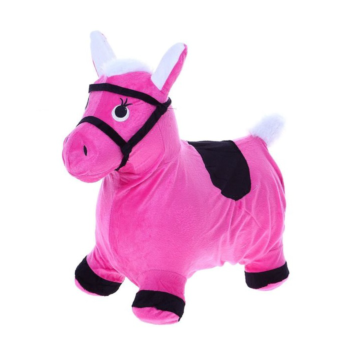Лошадь розовая попрыгун с текстильной отделкой