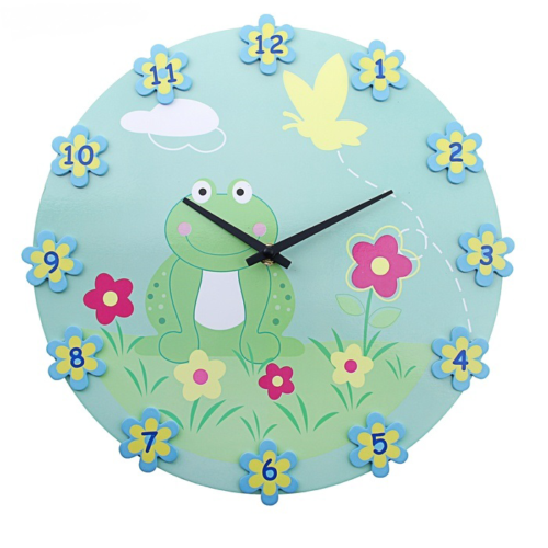 Часы настенные - В цветочках лягушечка - 0