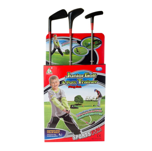 Гольф, 27x60x8см в наборе: 3 клюшки для гольфа, 3 шарика, 1 коврик, 1 подставка с лункой - 0