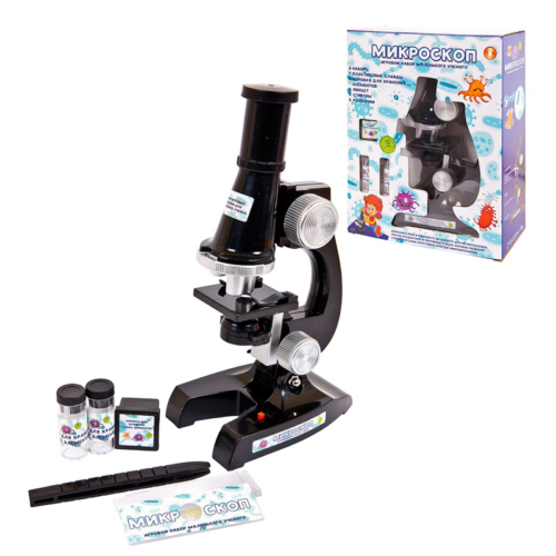 Микроскоп в наборе с аксессуарами, увеличение 100х, 200х, 400х, в коробке, 18х8,5х24см - 0