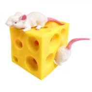 Игрушка-антистресс "Мышка с куском сыра", тянучка - 0