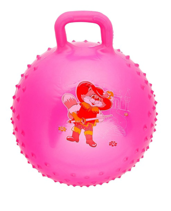 Мяч-попрыгун розовый массажный с ручкой "Сказочные истории"