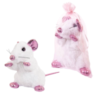 Крыса белая с розовыми лапками, 19 см игрушка мягкая в подарочном мешочке - 0