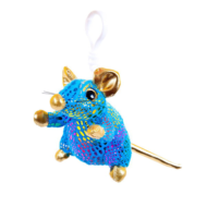 Мышка синяя с золотым 10см с карабином игрушка мягкая - 0
