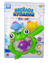Резиновые игрушки для ванной "Веселое купание", в.наборе 4 шт. (3 рыбки и лягушка-сачок) - 0