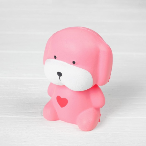 Мялка-сквиши "Собачка розовая с сердцем", антистресс - 0