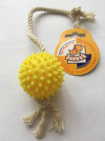 Игрушка для собак - Мяч желтый на веревке
