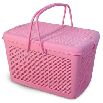 1025-3 Переноска пластиковая для кошек квадратная большая - розовая