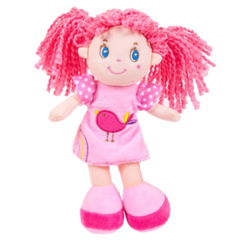 Кукла тряпичная с розовыми волосами