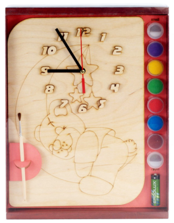 Часы с циферблатом под роспись "Мишутка" с красками