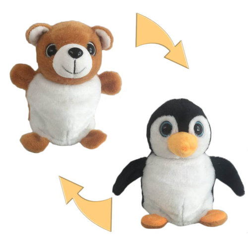 Мягкая игрушка Перевертыши Пингвин-Медведь, 16 см - 0