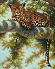 Набор для творчества Белоснежка Картина по номерам на холсте Леопард в тени ветвей 40х50см - 0