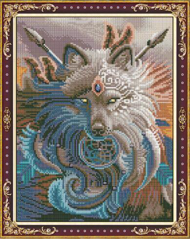 Набор для творчества Рыжий кот Алмазная мозаика Красивый волк, с подрамником с полным заполнением, с камнями разных форм 40х50 см - 0