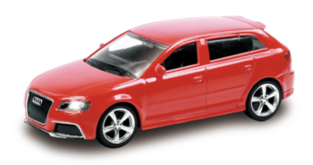 Машинка металлическая Uni-Fortune RMZ City 1:43 Audi RS3 Sportback без механизмов, 2 цвета (красный/черный), 10,00х4,17х3,26 см