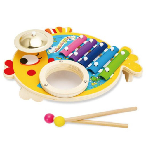 Музыкальные инструменты Mapacha Рыбка Набор 3 в 1: ксилофон, барабан, тарелка - 0