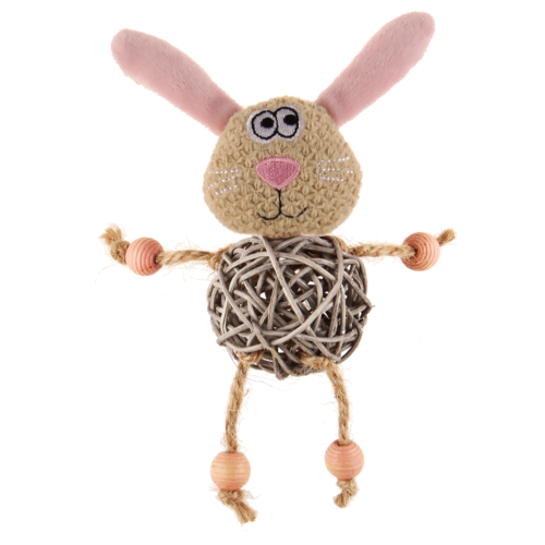 Игрушка для кошек - Заяц с плетеным мячиком с колокольчиком (75522) - 0